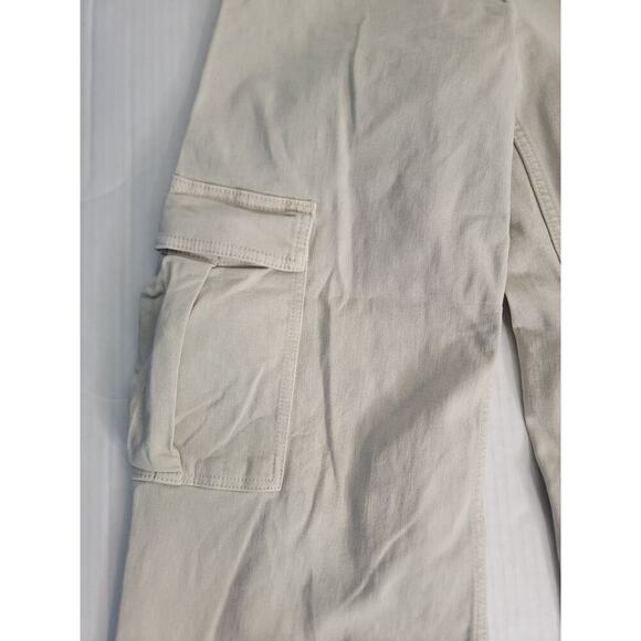 Zara Cargo Jeans Womens Sz 4 Straight Whide High Rise Rigid Utility Pockets Tan - Picture 4 of 8